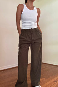 Corduroy Drawstring Wide Leg Pants