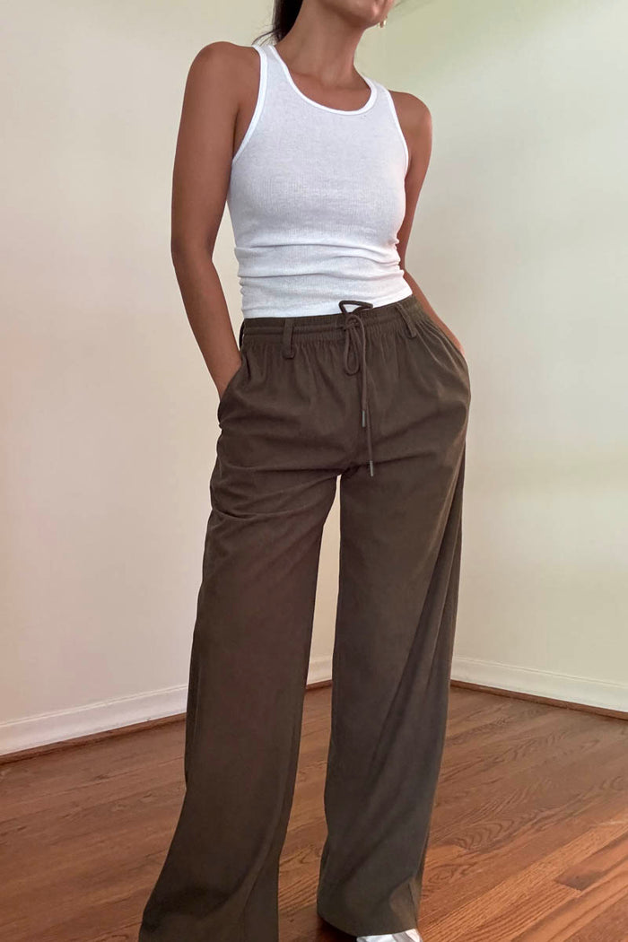Corduroy Drawstring Wide Leg Pants