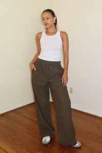 Corduroy Drawstring Wide Leg Pants