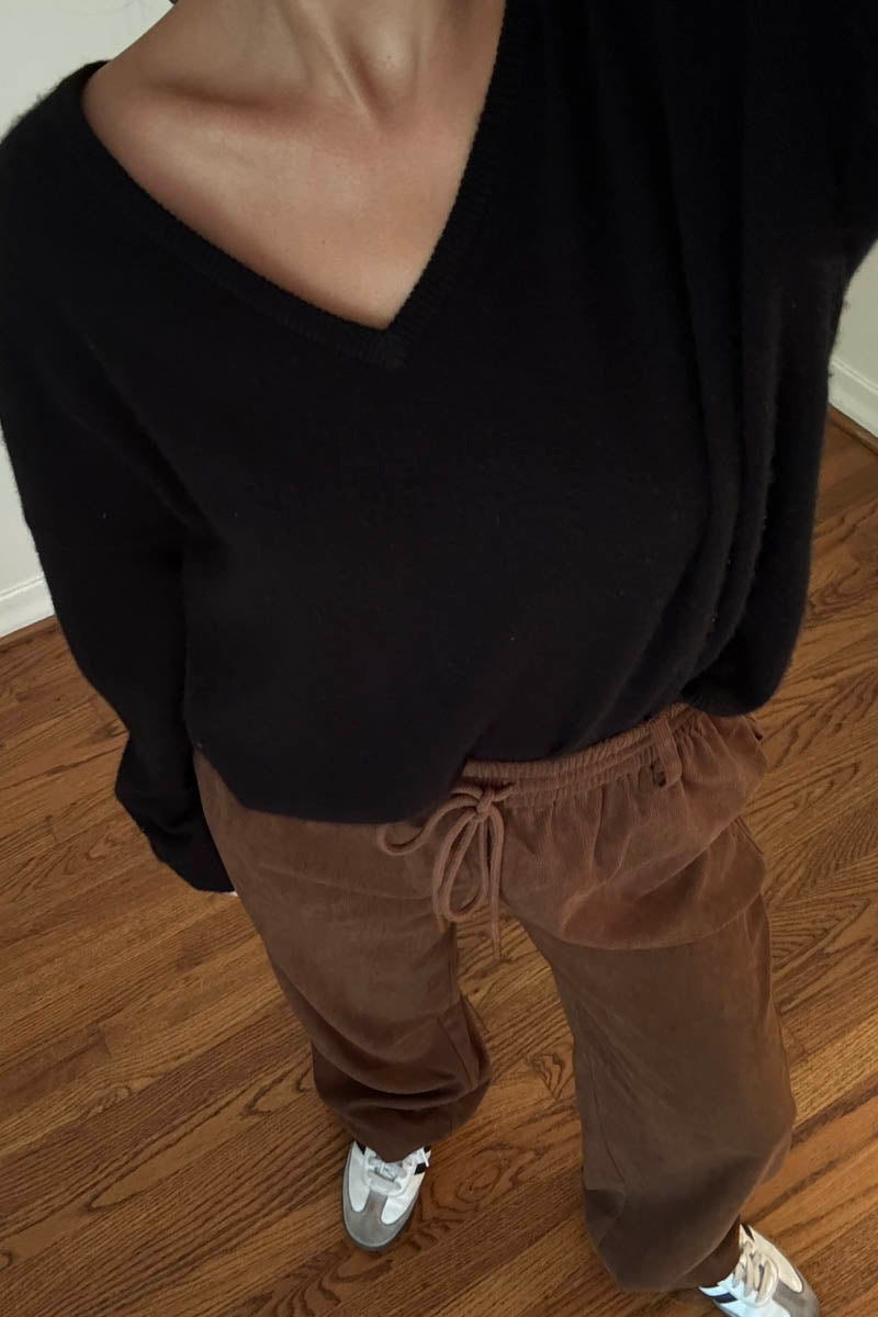 Corduroy Drawstring Wide Leg Pants