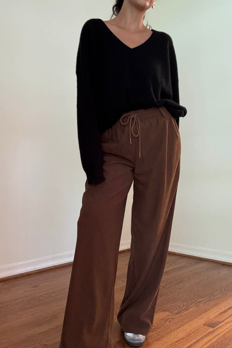Corduroy Drawstring Wide Leg Pants
