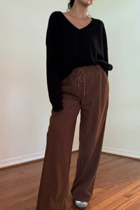 Corduroy Drawstring Wide Leg Pants