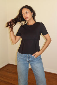 Short Sleeve Crewneck Boned Top