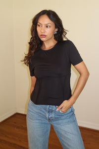 Short Sleeve Crewneck Boned Top