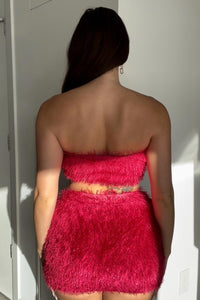 V Waist Faux Fur Mini Skirt