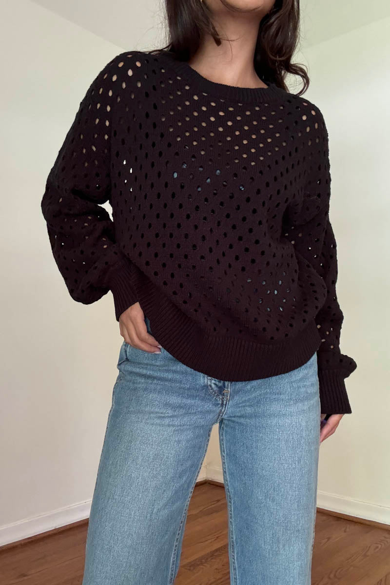 Hole Detail Knit Cut Out Top