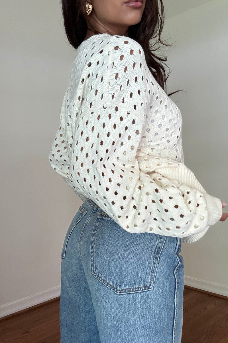Hole Detail Knit Cut Out Top