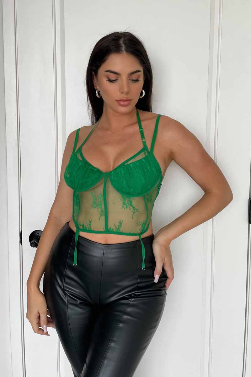 Lace Mesh Layer Corset Bustier