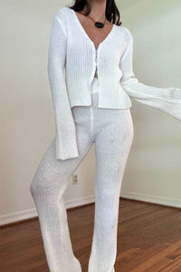 Knit Rib Front Zip Top And Pants Set