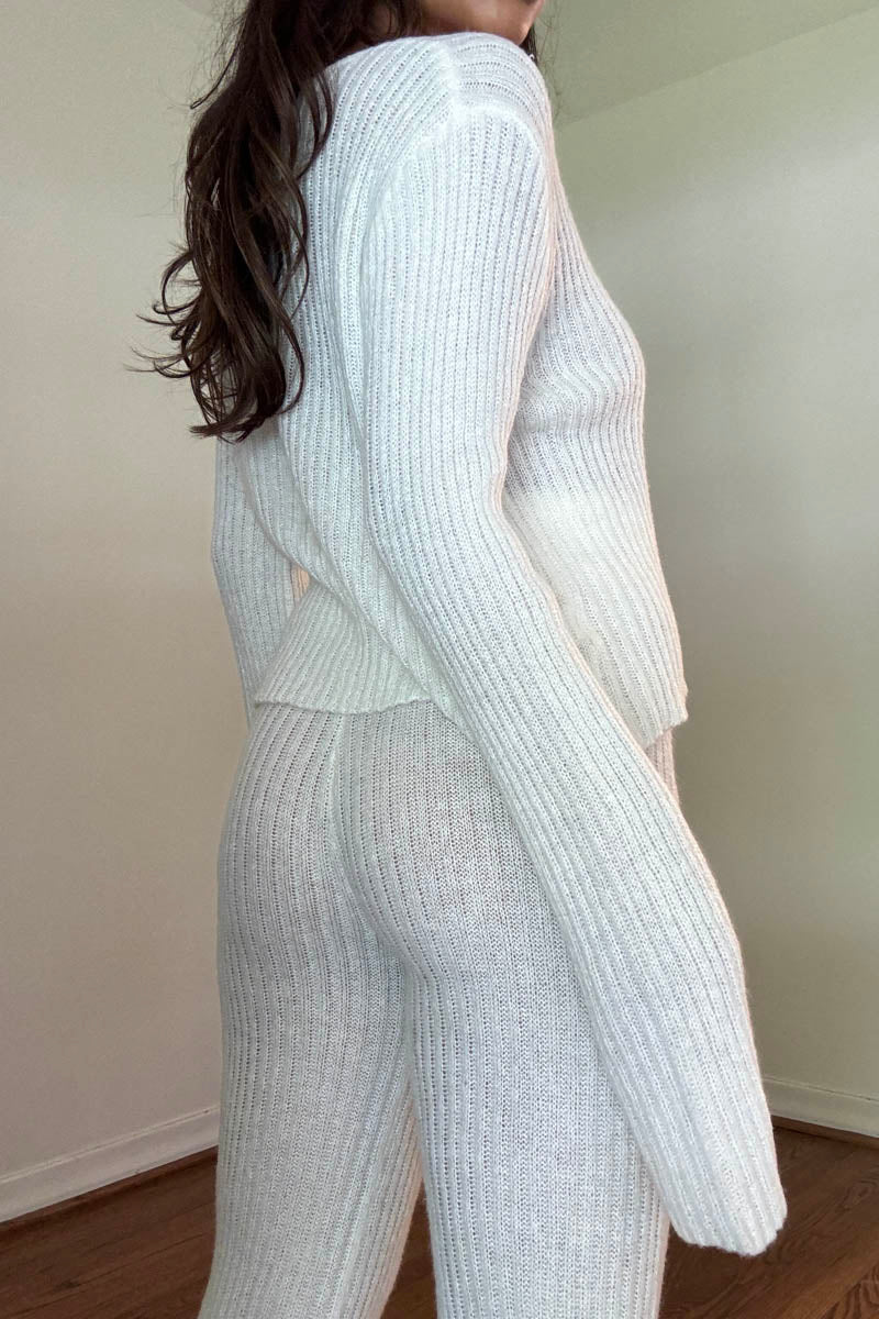 Knit Rib Front Zip Top And Pants Set