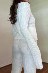 Knit Rib Front Zip Top And Pants Set