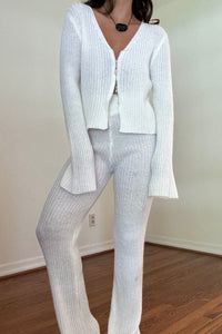 Knit Rib Front Zip Top And Pants Set