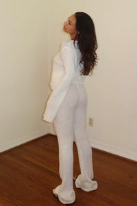 Knit Rib Front Zip Top And Pants Set