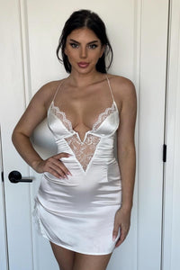 Satin Lace Slip Mini Dress
