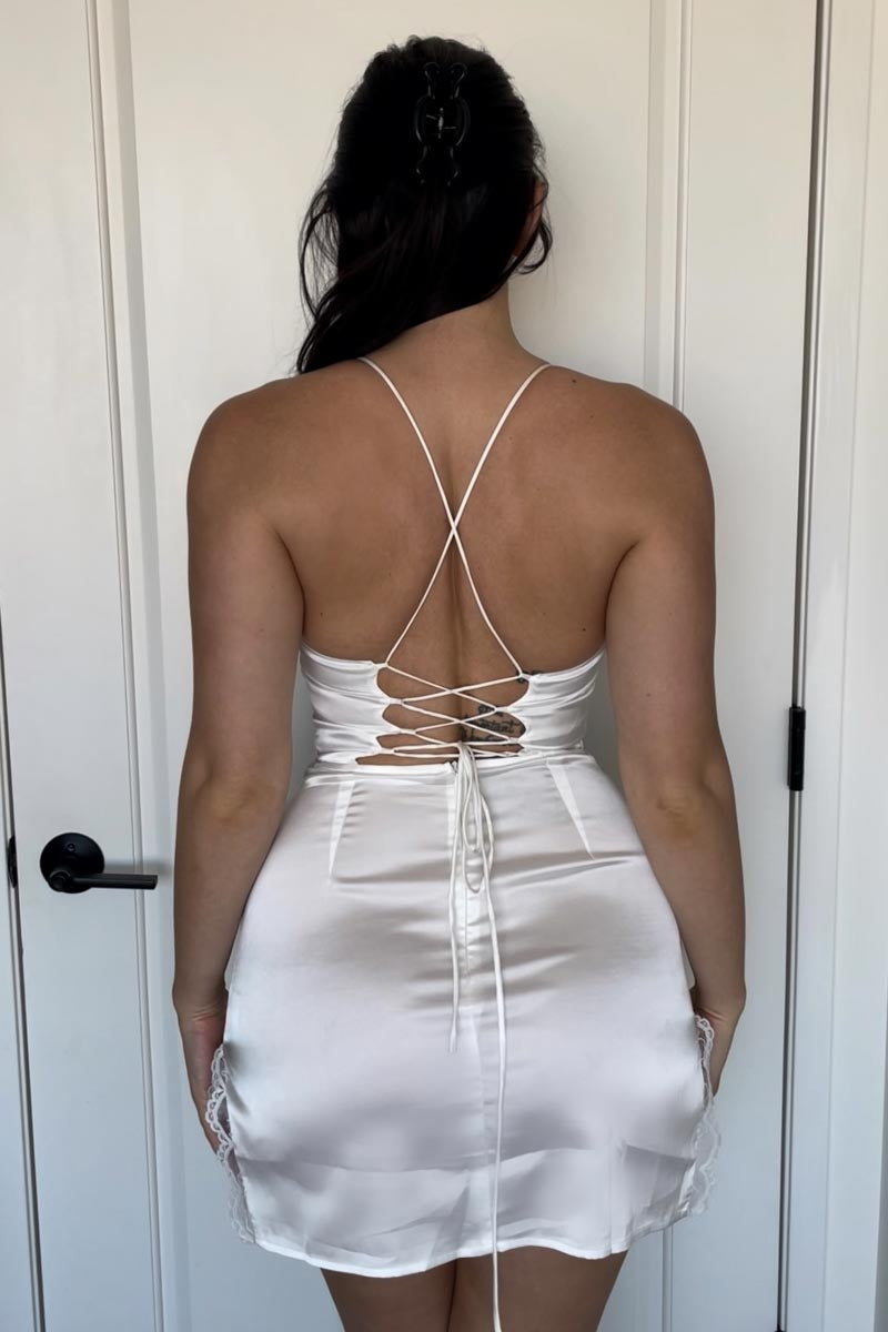 Satin Lace Slip Mini Dress