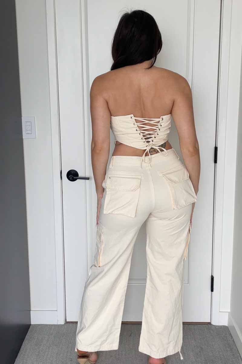 Contrast Stitch Detail Cargo Pants