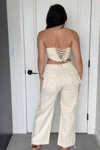 Contrast Stitch Detail Cargo Pants