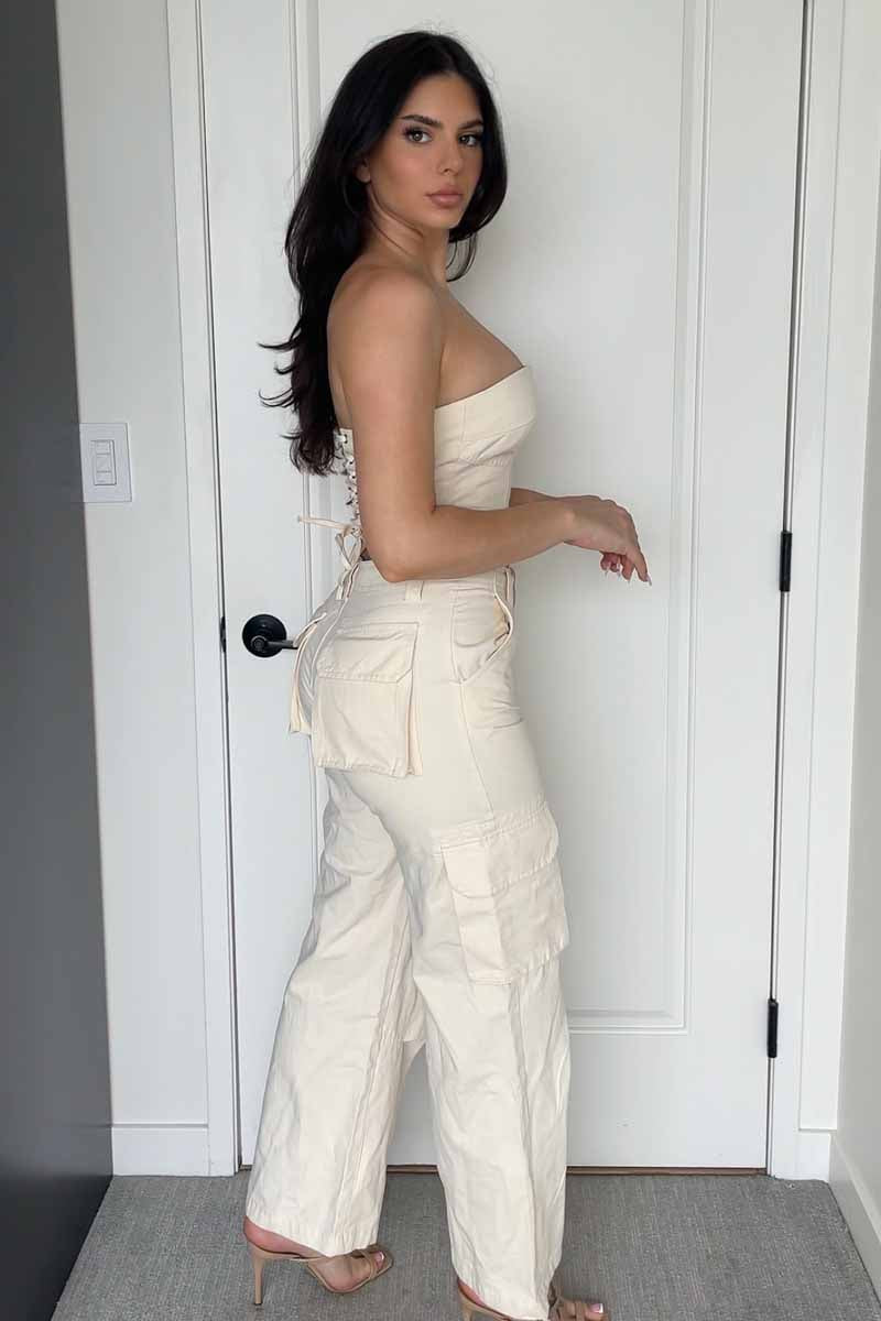 Contrast Stitch Detail Cargo Pants