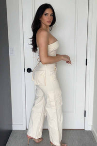 Contrast Stitch Detail Cargo Pants