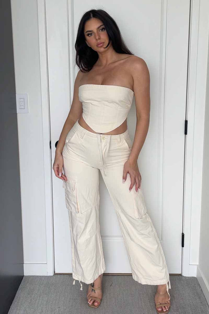 Contrast Stitch Detail Cargo Pants