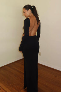 2nd Skin Open Back Long Sleeve Maxi Dress