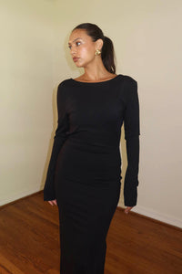 2nd Skin Open Back Long Sleeve Maxi Dress