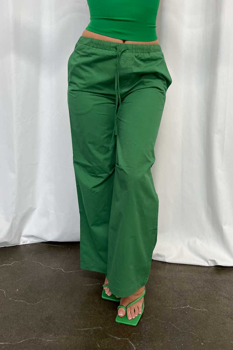 Pintuck Detail Woven Cotton Pants