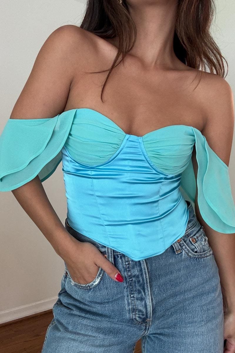 Ruffle Sleeve Off Shoulder Corset Top