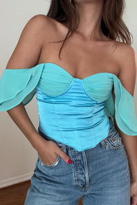 Ruffle Sleeve Off Shoulder Corset Top