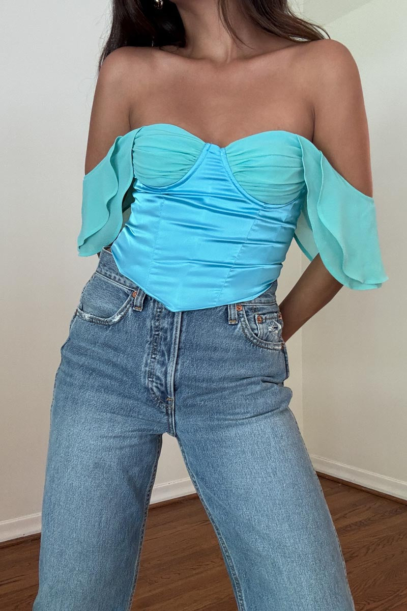 Ruffle Sleeve Off Shoulder Corset Top