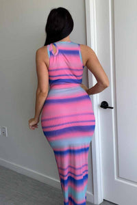 Cutout Detail Mesh Maxi Dress
