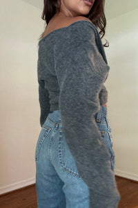 Fuzzy Knitted Front Twist Top