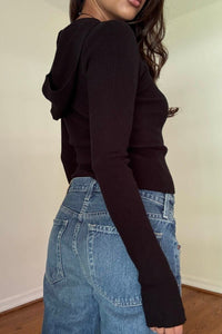 Rib Knit Hoodie Top