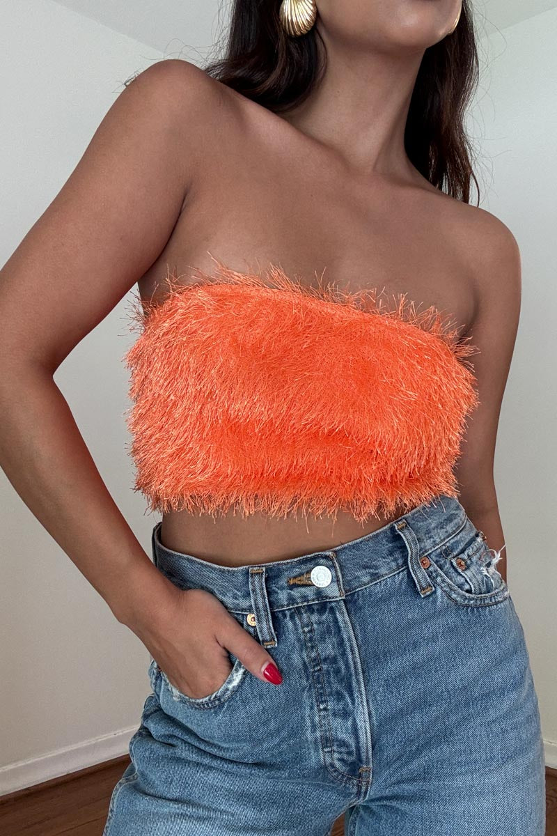 Fringe Fabric Bandeau Crop Top