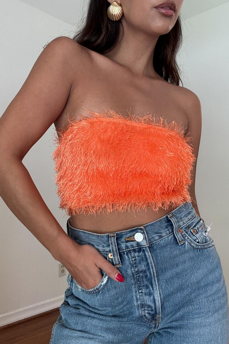 Fringe Fabric Bandeau Crop Top