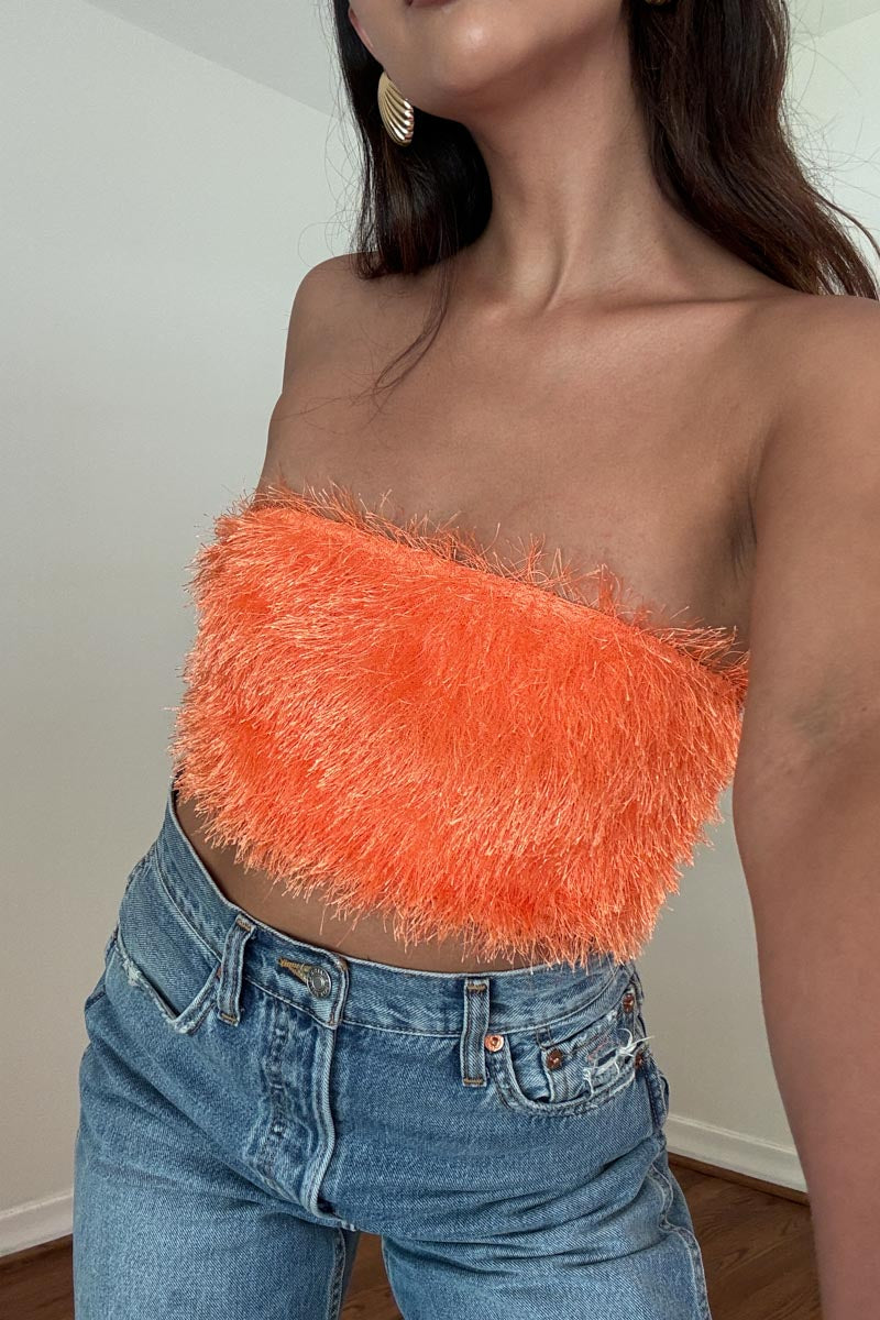 Fringe Fabric Bandeau Crop Top