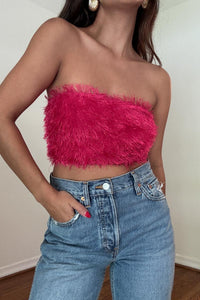 Fringe Fabric Bandeau Crop Top