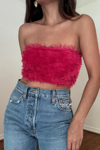 Fringe Fabric Bandeau Crop Top