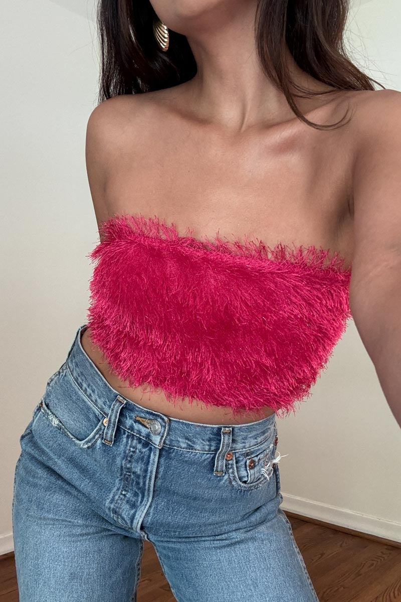 Fringe Fabric Bandeau Crop Top