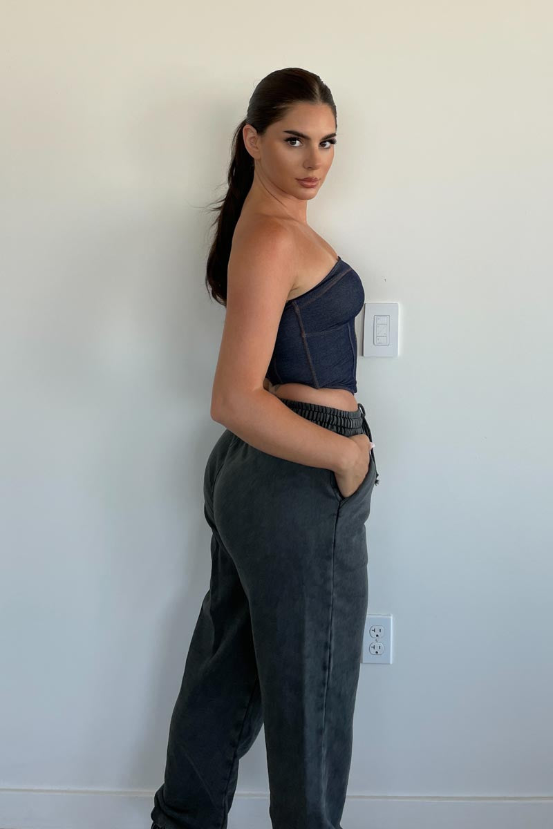 Charcoal Washed Terry Jogger Pants