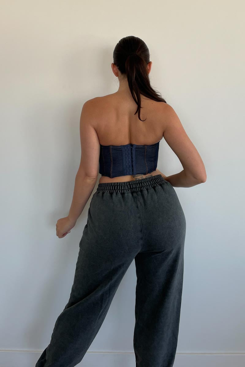 Charcoal Washed Terry Jogger Pants