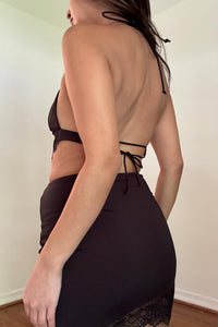 Lace Bralette Asymmetric Skirt Set