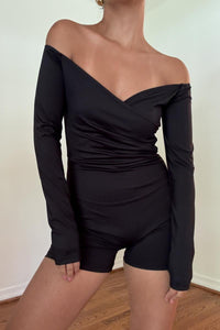 Off Shoulder Long Sleeve Playsuit