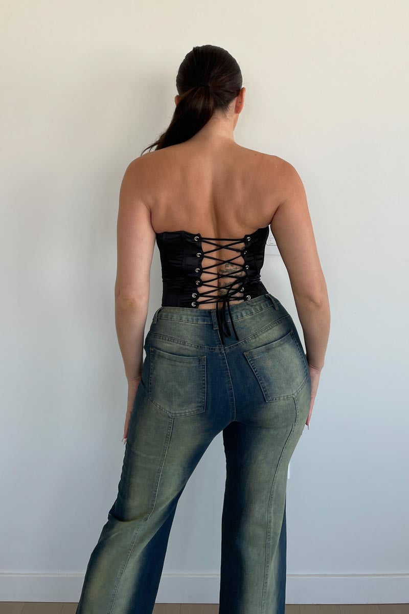 Studded Low Waist Denim Pants