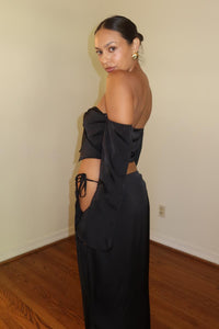 Off Shoulder Tie Up Maxi Skirt Set