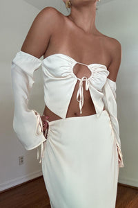 Off Shoulder Tie Up Maxi Skirt Set