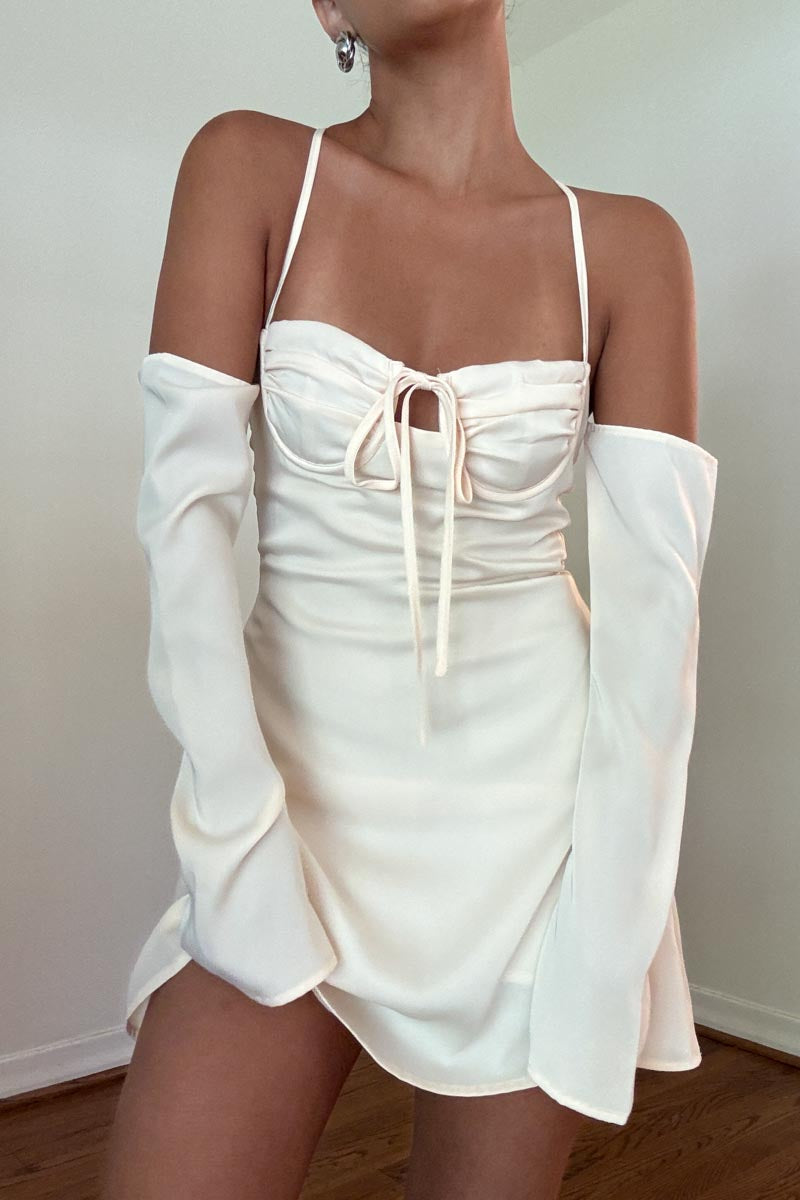 Off Shoulder Back Lace Up Mini Dress