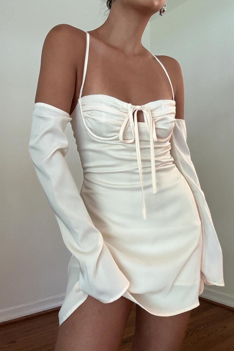 Off Shoulder Back Lace Up Mini Dress