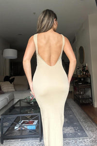 Knitted Open Back Midi Dress