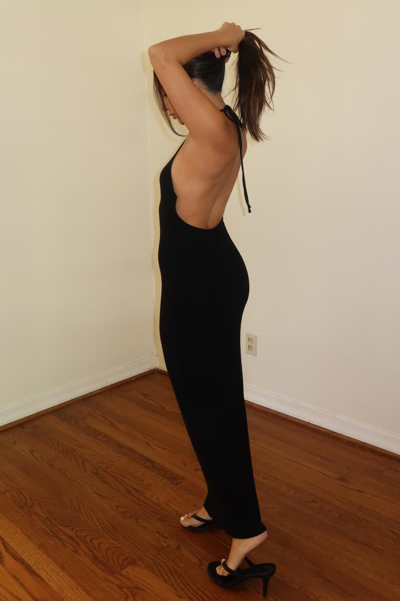 Rib Full Length Halter Dress